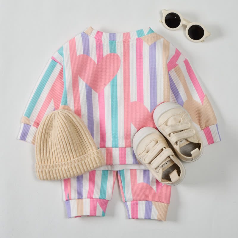Baby Colorful Striped Hearts Waffle 2-piece Set - image 3