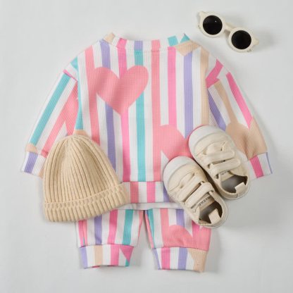 Baby Colorful Striped Hearts Waffle 2-piece Set - image 3
