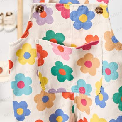Baby Toddler Dopamine Flowers White Overalls - image 4