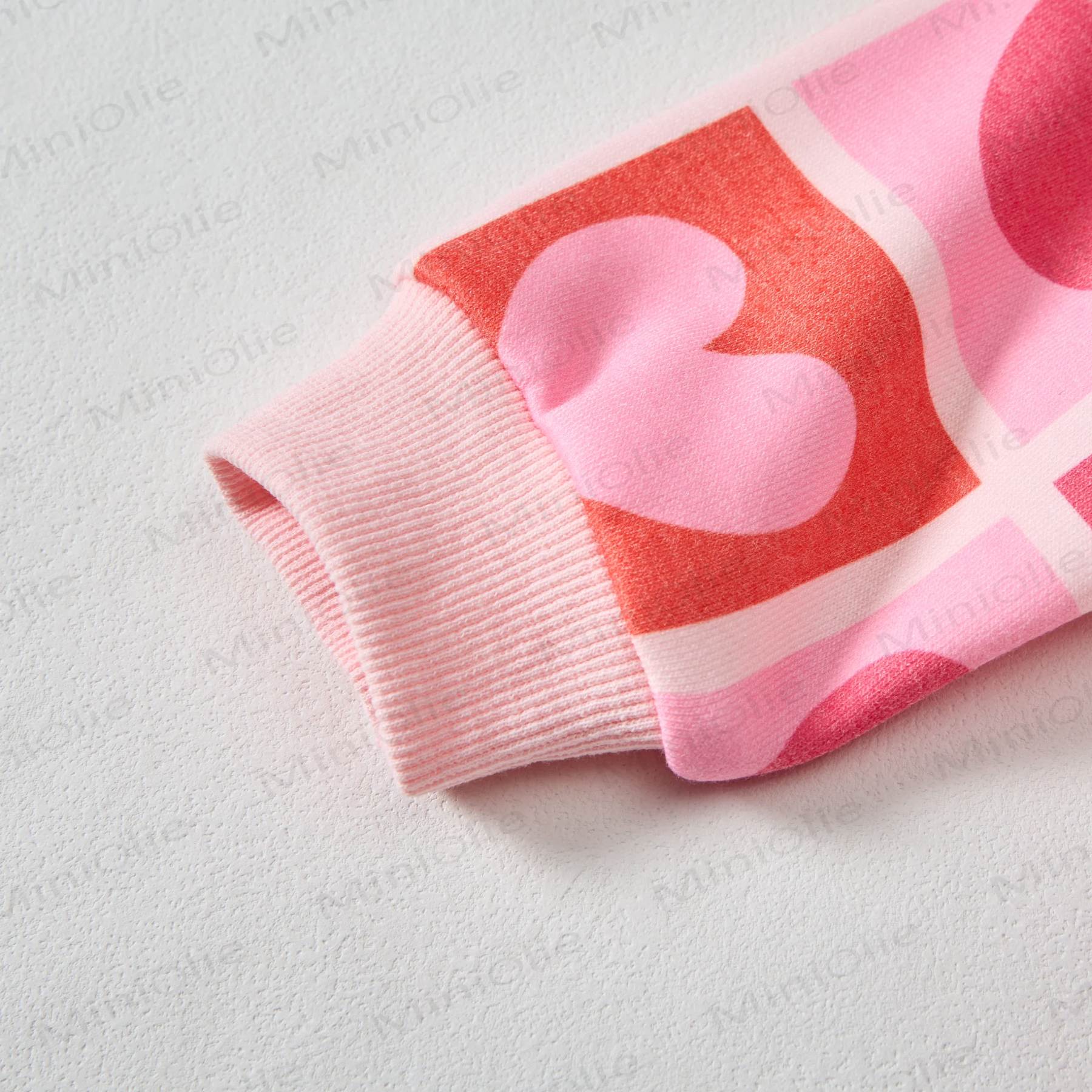 Baby Gradient Checkered Hearts Sweatshirt 2-piece Pink Set - image 4