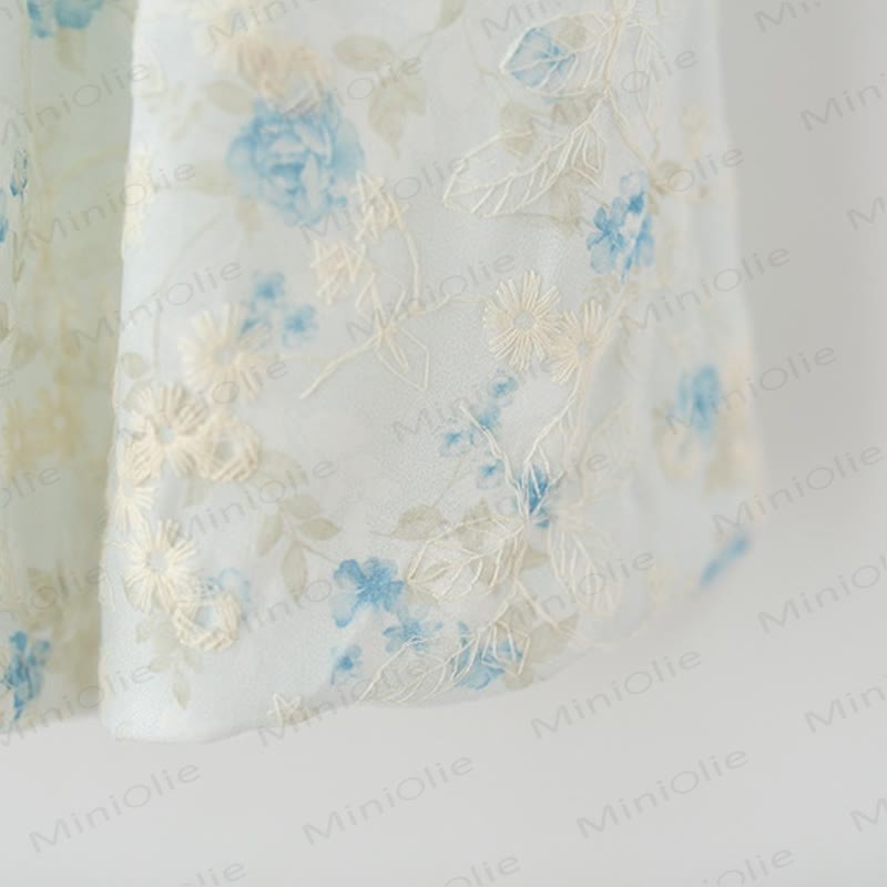 Baby Toddler Girl Blue Flower Petal Collar Dress  - image 8