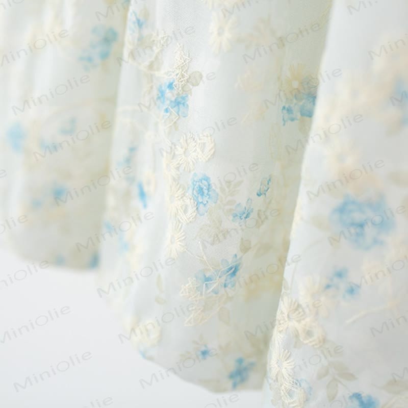 Baby Toddler Girl Blue Flower Petal Collar Dress  - image 9