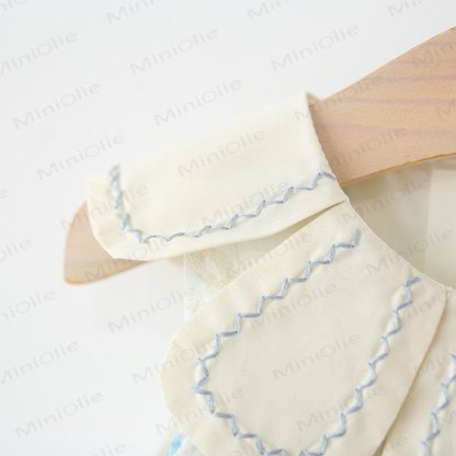 Baby Toddler Girl Blue Flower Petal Collar Dress  - image 4