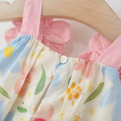 Baby Toddler Girl Pink Blue Flower Dress  - image 4