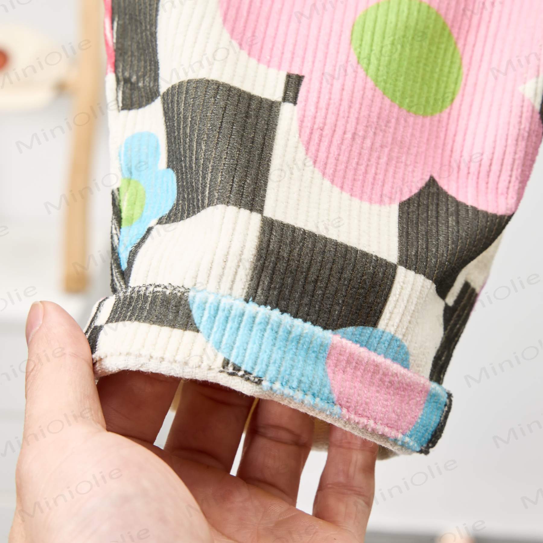 Baby Toddler Checkerboard Colorful Flowers Corduroy Overalls  - image 4