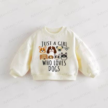 JUST A GIRL WHO LOVES DOGS Baby Toddler Beige Sweatshirt - Cream - 3-5T - image 1