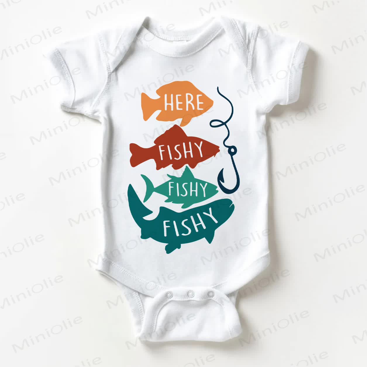 HERE FISHY FISHY FISHY Baby White Bodysuit - White - 18-24M - image 1