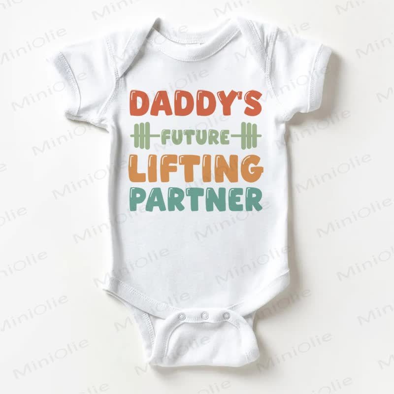 DADDY'S FUTURE LIFTING PARTNER Baby White Bodysuit - White - 18-24M - image 1