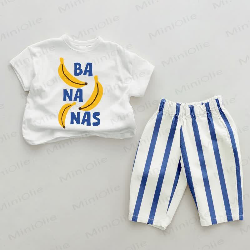 BANANAS Baby 2-piece Blue Vertical Striped Set - White&Blue - 2-3T - image 1