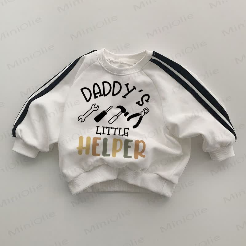 DADDY'S LITTLE HELPER Baby Striped Side White Sweatshirt - White - 2-3T - image 1
