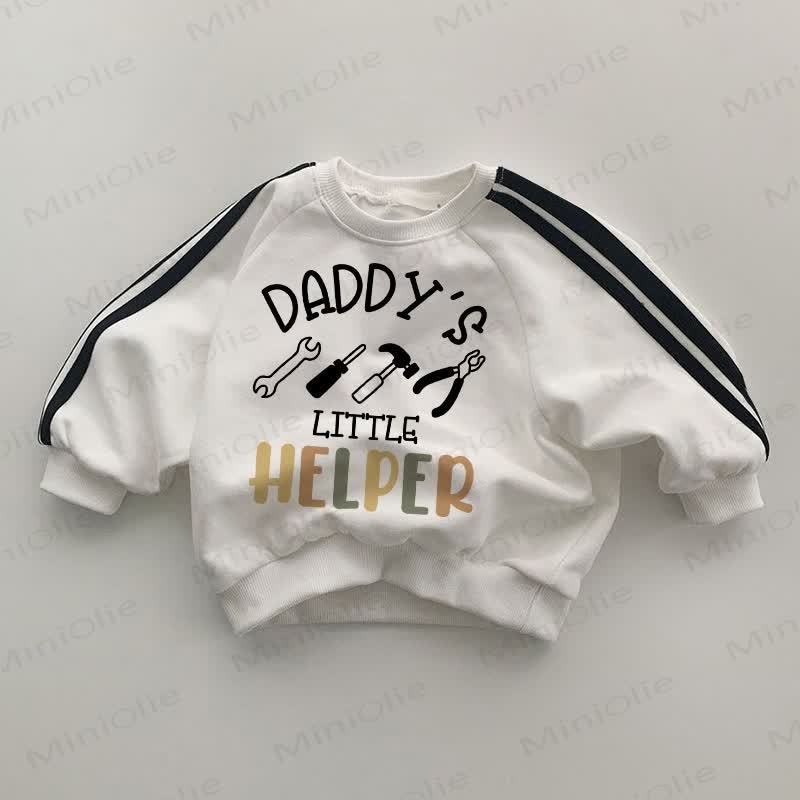 DADDY'S LITTLE HELPER Baby Striped Side White Sweatshirt - White - 2-3T - image 1