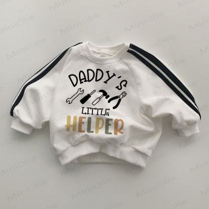 DADDY'S LITTLE HELPER Baby Striped Side White Sweatshirt - White - 2-3T - image 1