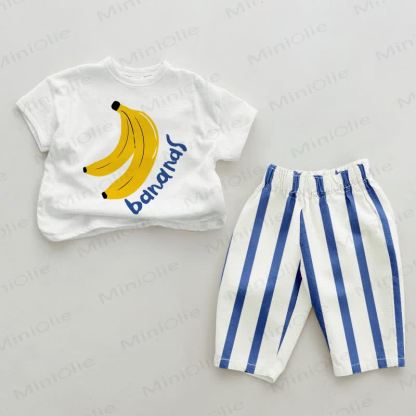 BANANAS Baby Blue 2-piece Vertical Striped Set - White&Blue - 2-3T - image 1