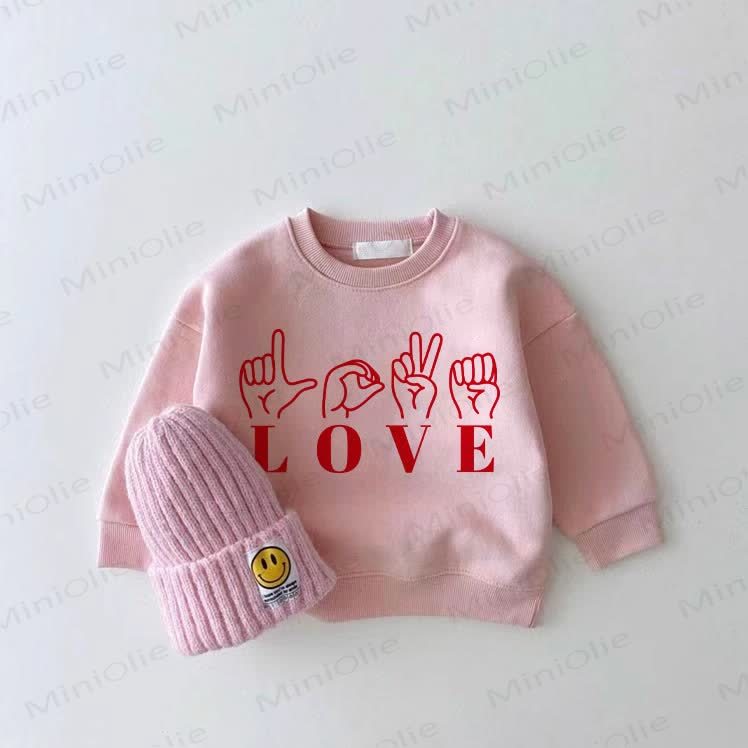 LOVE Baby Love Gesture Pink Sweatshirt - Pink - 2-3T - image 1