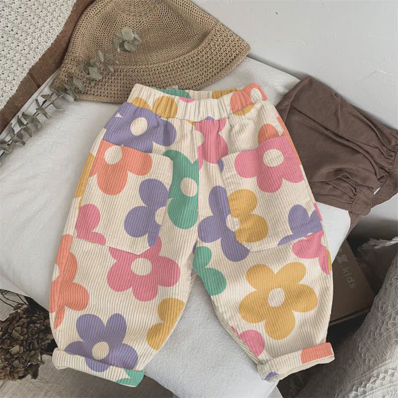 Baby Toddler Colorful Flowers Pants - Beige - 3-5T - image 1