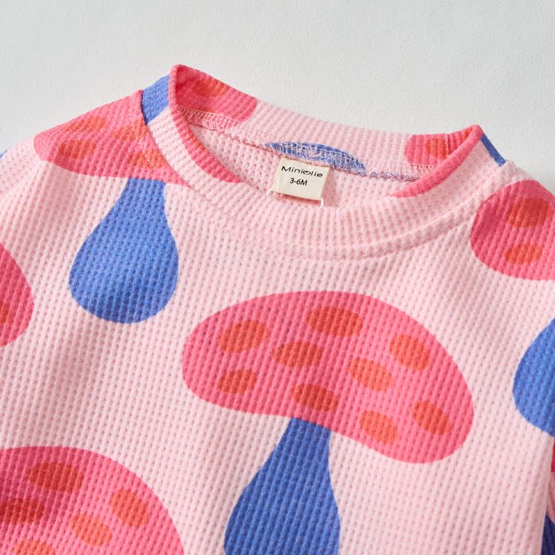 Baby Toddler Girl Mushroom Pink Sweatshirt 2-piece Set - image 4