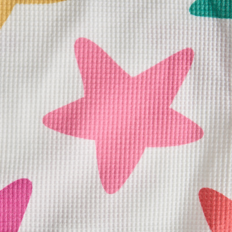 Baby Toddler Colorful Stars Waffle 2-piece Beige Set - image 6
