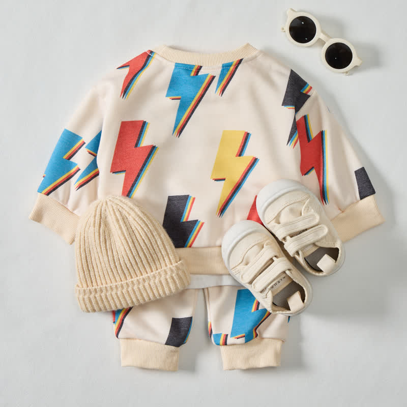 Baby Toddler Colored Lightning Waffle 2-piece Beige Set - image 2