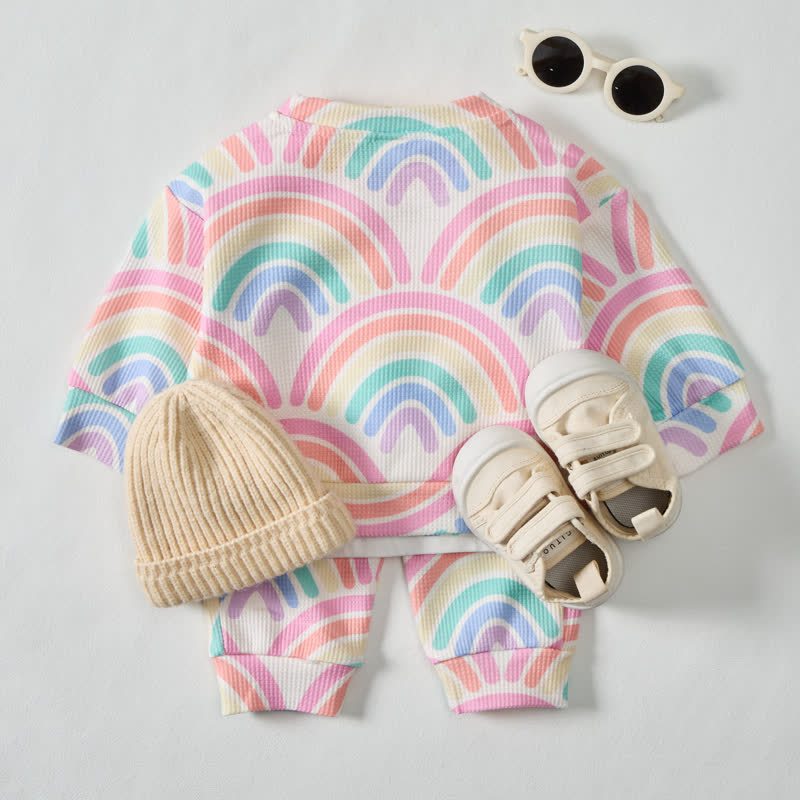 Baby Toddler Rainbow Waffle 2-piece Beige Set - image 2