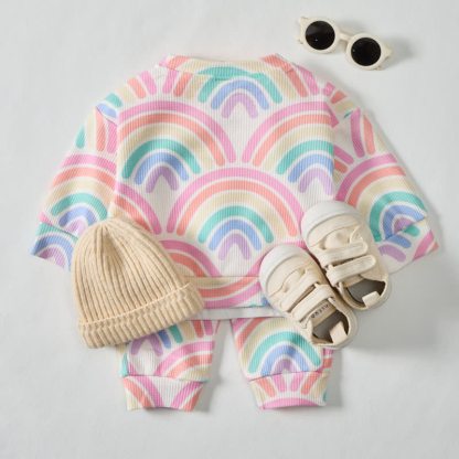Baby Toddler Rainbow Waffle 2-piece Beige Set - image 2