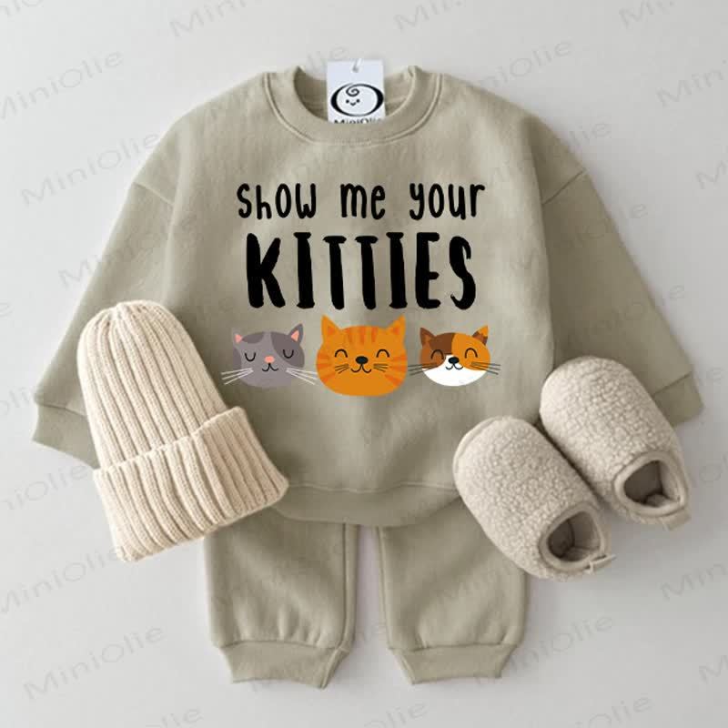 SHOW ME YOUR KITTIES Baby Grey Green 2-piece Set - Grey Green - 2-3T - image 1
