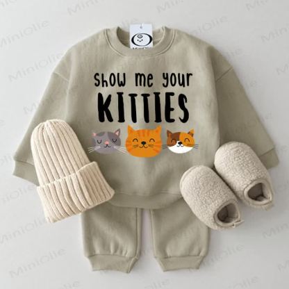 SHOW ME YOUR KITTIES Baby Grey Green 2-piece Set - Grey Green - 2-3T - image 1