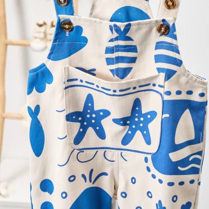 Baby Toddler White Ocean Animal Woven Overalls  - image 5