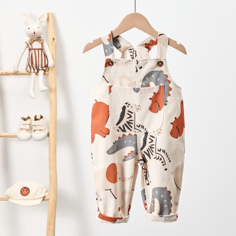 Baby Toddler White Animal Woven Overalls  - image 2