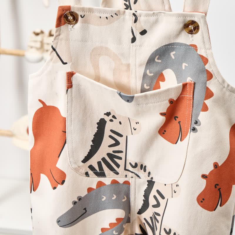 Baby Toddler White Animal Woven Overalls  - image 5