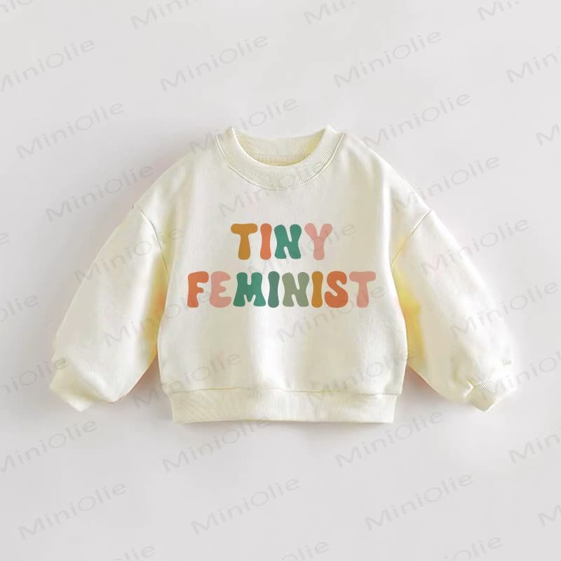 TINY FEMINIST Baby Toddler Cream Sweatshirt - Cream - 3-5T - image 1