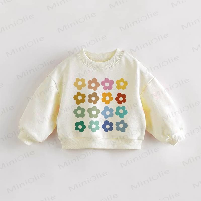 Baby Toddler Colorful Flowers Beige Sweatshirt - Cream - 3-5T - image 1