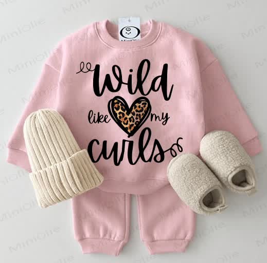 WILD LIKE MY CURLS Baby Pink Sweatshirt 2-piece Set - Pink - 2-3T - image 1