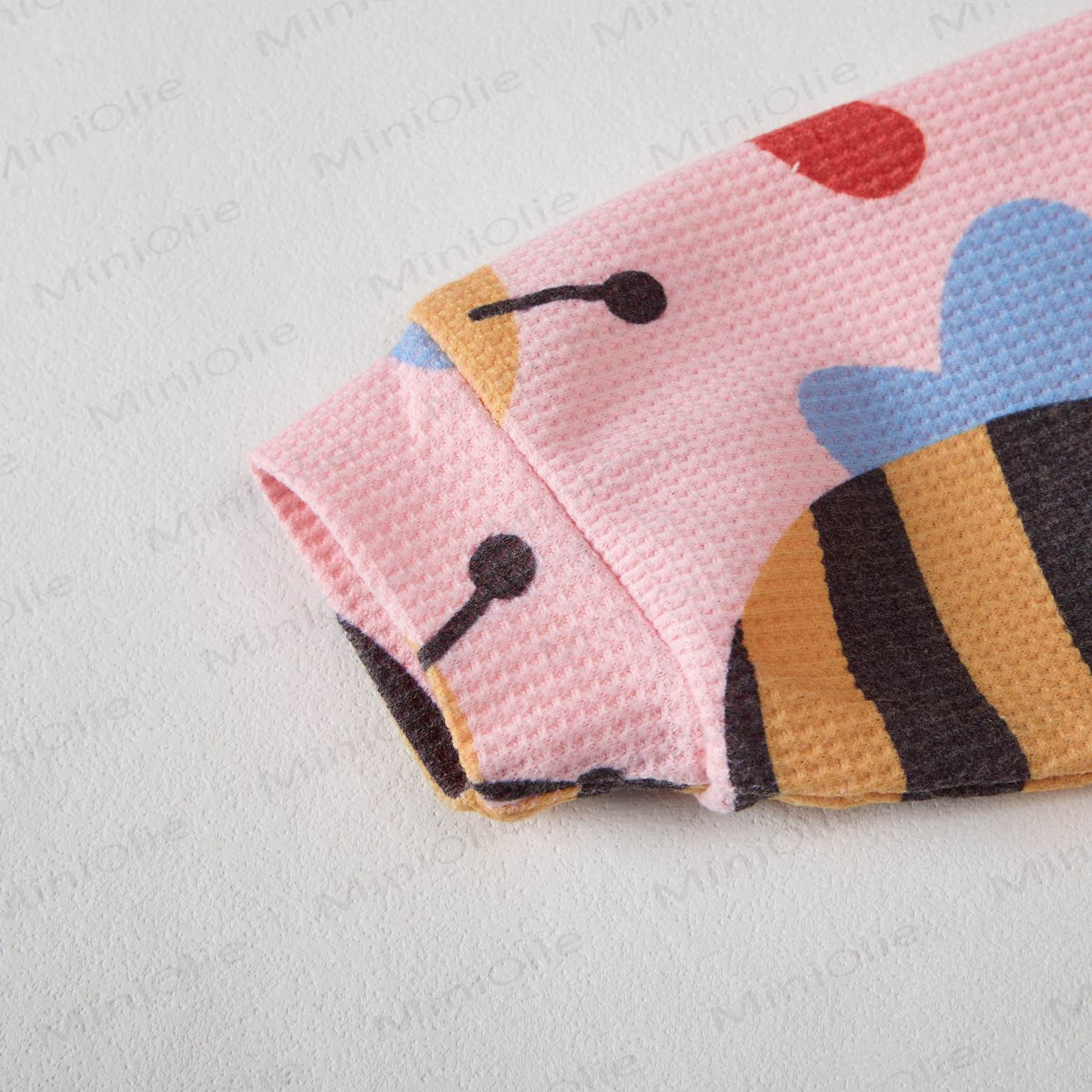 Baby Waffle Lovely Bee Pink Sweatshirt 2-piece Set - image 3