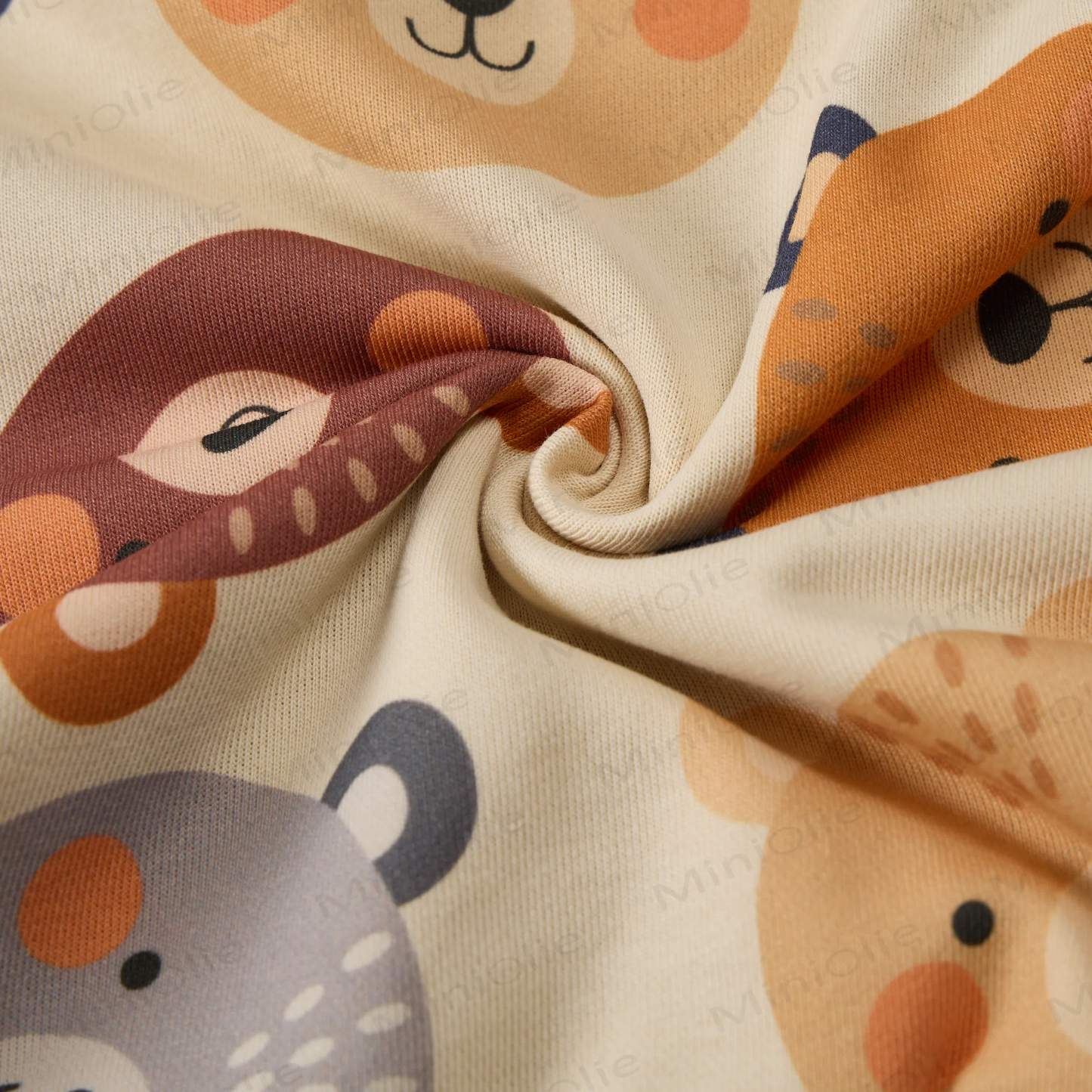 Baby Multicolor Bear Heads Sweatshirt 2-piece Beige Set - image 5