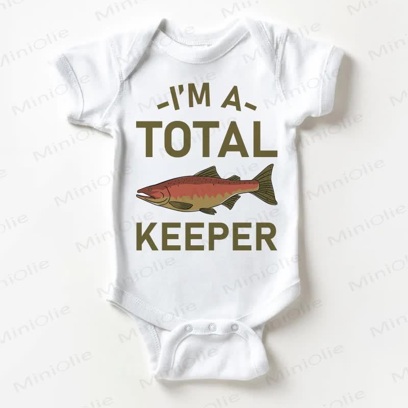 I'M A TOTAL KEEPER Baby Fish Bodysuit - White - 18-24M - image 1