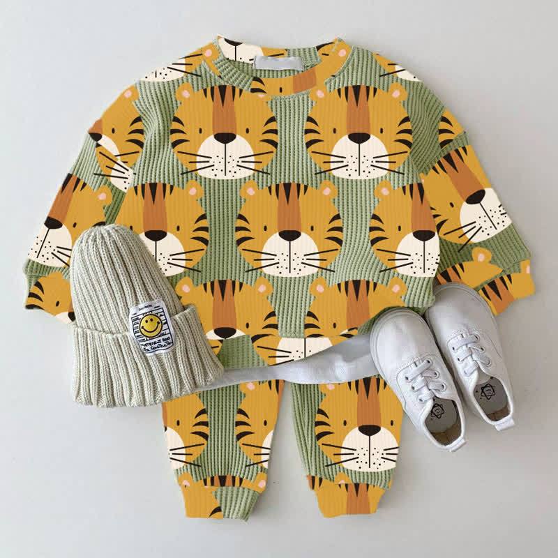 Baby Waffle Lion Sweatshirt 2-piece Set - Green - 18-24M - image 1