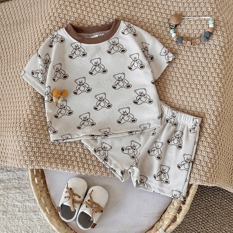 Baby Bear Waffle Tee and Shorts 2-piece Set - image 2