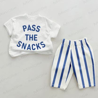 PASS THE SNACKS Baby Blue Vertical Striped 2-piece Set - White&Blue - 2-3T - image 1