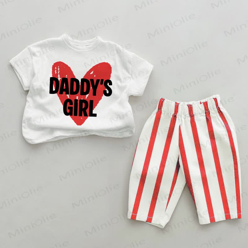 DADDY'S GIRL Baby Vertical Striped 2-piece Set - White&Red - 2-3T - image 1