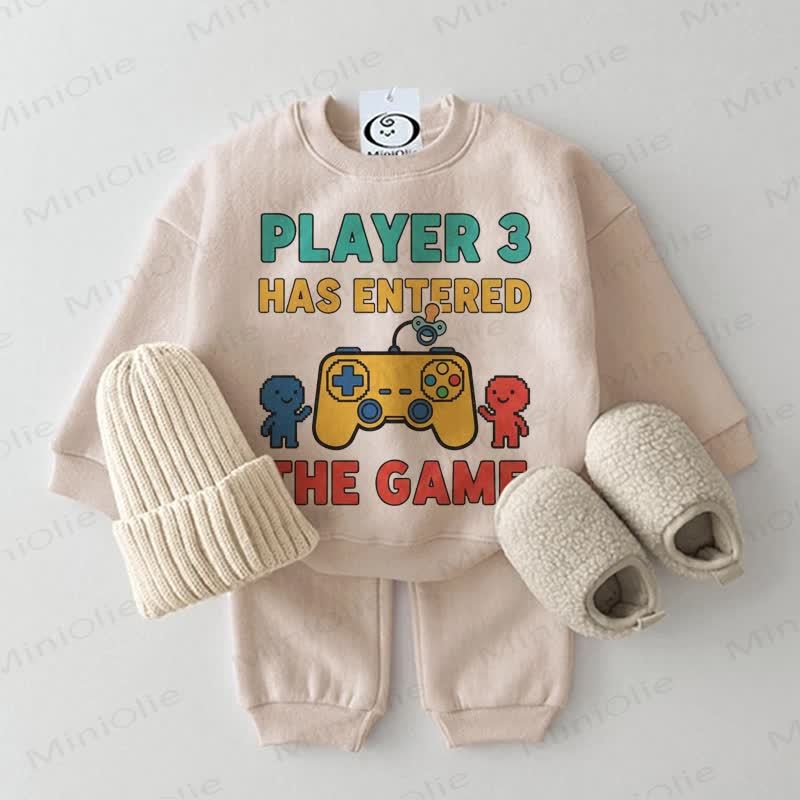 PLAYER 3 HAS ENTERED THE GAME Baby Beige 2-piece Set - Beige - 2-3T - image 1
