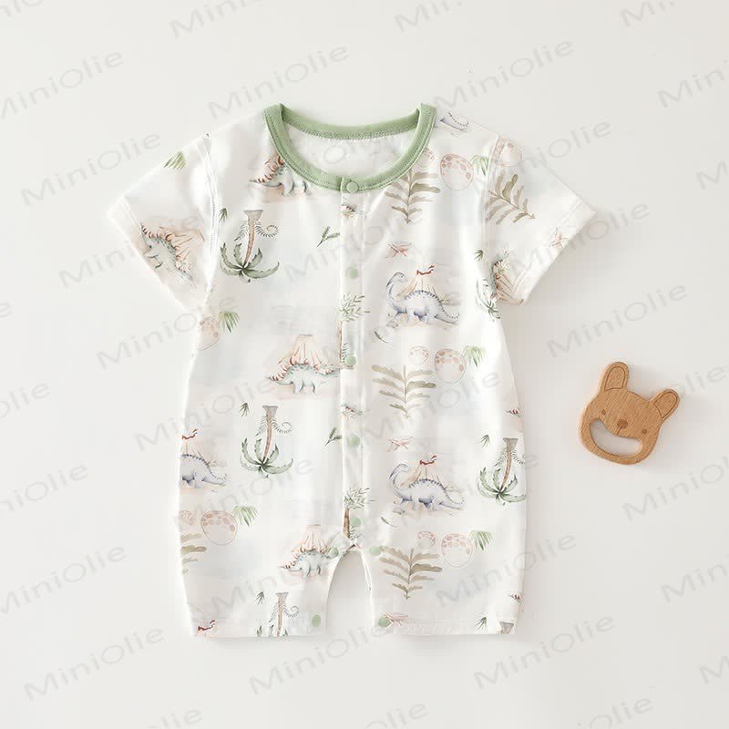 Baby Aniaml Short Sleeves Romper - Green - 18-24M - image 5