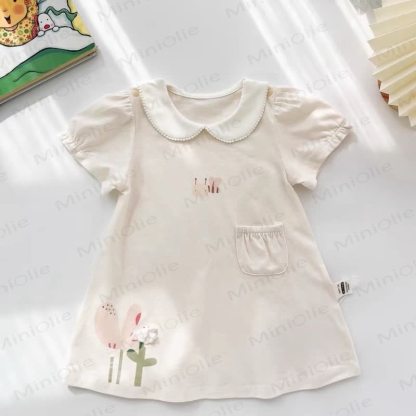 Baby Toddler Girl Peter Pan Collar Bee Dress - White Bee - 3-5T - image 3
