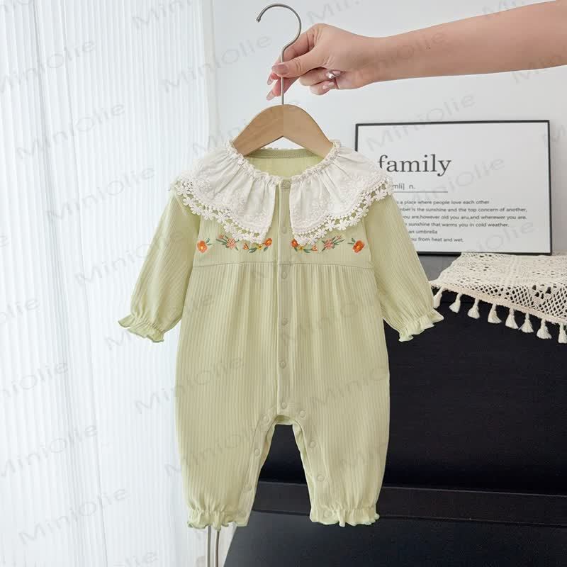 Baby Floral Embroidered Green Romper - Green - 18-24M - image 1