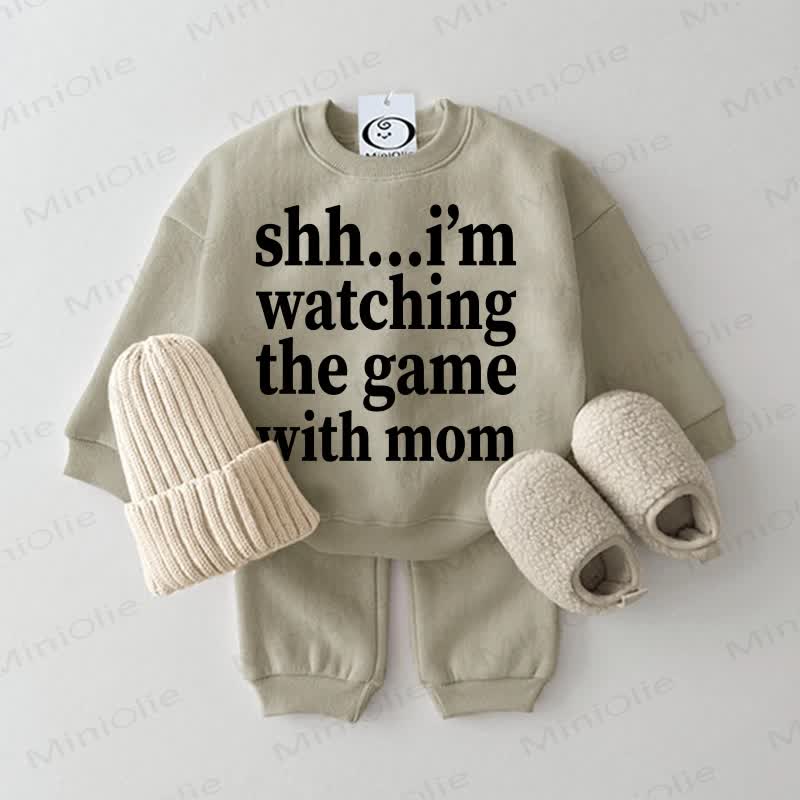 SHH... I'M WATCHING THE GAME WITH MOM Baby 2-piece Grey Green Set - Grey Green - 2-3T - image 1