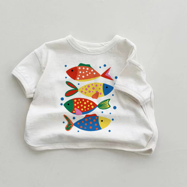 Baby Colorful Fish White T-shirt - White - 18-24M - image 1