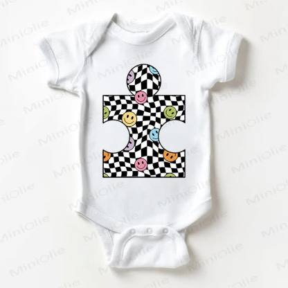 Baby Smiley Face Pattern White Bodysuit - White - 18-24M - image 1
