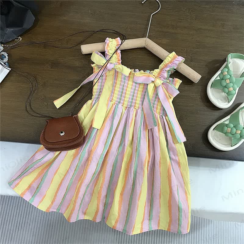 Toddler Girl Striped Strap Dress - Colorful - 10Y - image 1