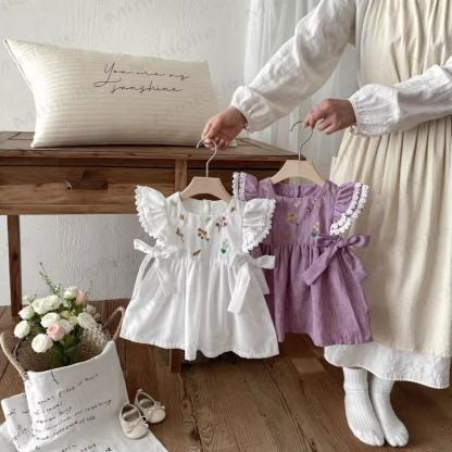 Baby Embroidered Flutter Sleeves Dress - image 1