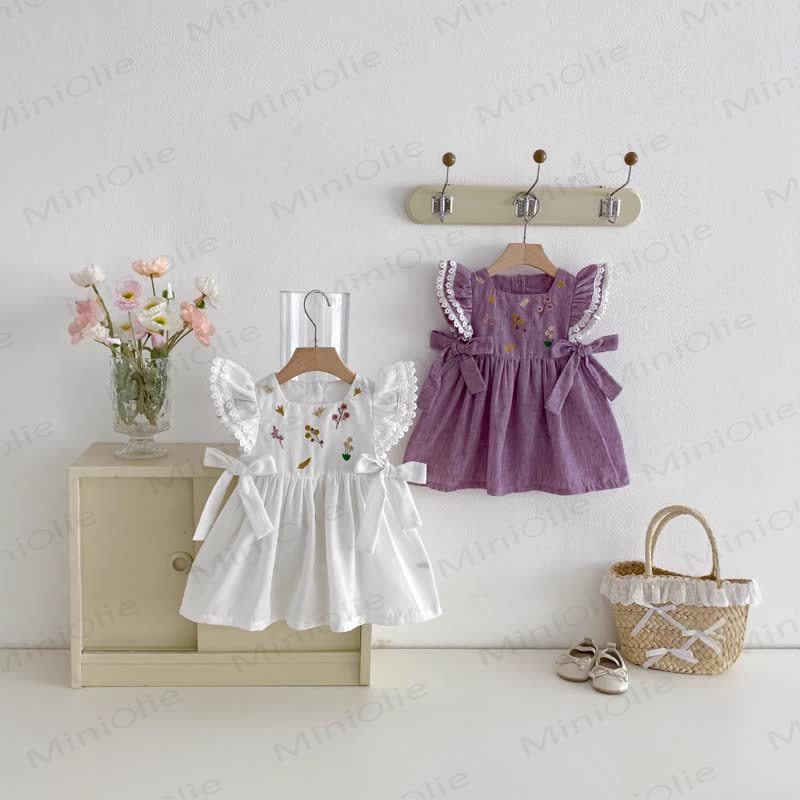 Baby Embroidered Flutter Sleeves Dress - image 2