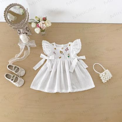 Baby Embroidered Flutter Sleeves Dress - image 5